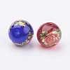 Flower Picture Printed Glass Beads GLAA-F066-01M-2