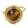 Round Natural Tiger Eye Finger Rings RJEW-Q822-46G-02-2