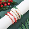 Christmas Theme Polymer Clay & Acrylic & Glass & Brass Beads Bracelets BJEW-TA00546-3