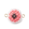 Halloween Glass Peal & Glass Seed Beaded Round Eye Links Connector Charms PALLOY-MZ00948-05-1