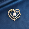 Heart Alloy Rhinestone Brooches for Women PW-WGCAEA0-01-1