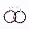 Natural Garnet Dangle Earrings X-EJEW-K077-A12-2