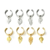 8Pcs 4 Style 304 Stainless Steel Open Cuff Finger Rings with Leaf Charms RJEW-AB00008-1