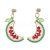 304 Stainless Steel Glass Fruit Dangle Stud Earrings EJEW-MZ00524-3