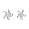 Brass Micro Pave Cubic Zirconia Stud Earrings EJEW-G471-29A-P-4