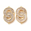 Brass Pave Clear Cubic Zirconia Connector Charms CU-CBA4579-25G-1