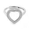 Heart Adjustable 925 Sterling Silver Ring Components STER-G042-03P-2