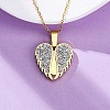 304 Stainless Steel Polymer Clay Rhinestones Wing Openable Pendant Necklaces for Women NJEW-Z065-14G-03-3
