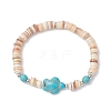 Natural Freshwater Shell with Synthetic Turquoise Beads Stretch Bracelets for Men Women BJEW-JB11745-02-2
