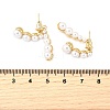 Brass ABC Plastic Imitation Pearl Round Dangle Stud Earrings EJEW-S270-05G-3