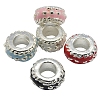 Rondelle Silver Color Plated Alloy Enamel Large Hole Beads ENAM-M043-01-1