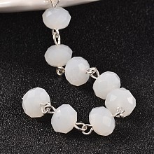 Imitation Jade Glass Rondelle Beads Chains for Necklaces Bracelets Making AJEW-JB00160-01