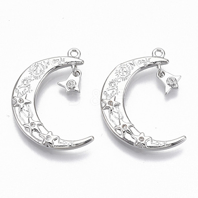 Brass Micro Pave Cubic Zirconia Pendants KK-T062-02P-NF-1