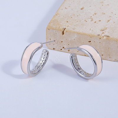 C-shaped Brass Stud Earrings WV3521-1