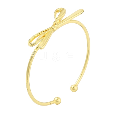 Brass Bowknot Cuff Bangles for Women BJEW-Z072-03G-03-1
