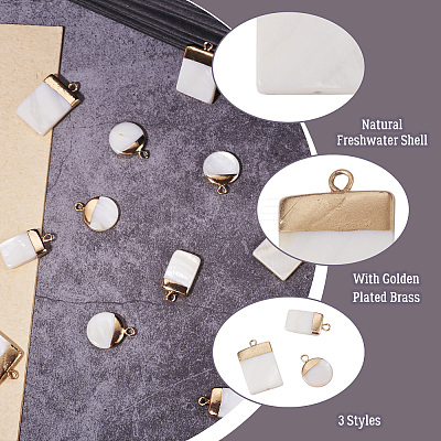 Electroplate Natural Freshwater Shell Pendants SHEL-TA0001-05-1