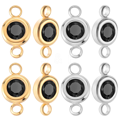20Pcs 2 Colors 304 Stainless Steel Jet Rhinestone Links/Connectors STAS-BBC0009-18-1