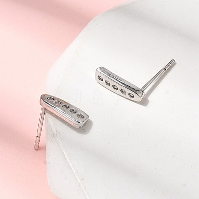 Teardrop Brass Micro Pave Clear Cubic Zirconia Stud Earrings EJEW-H180-26P-1