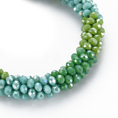 Crochet Glass Beads Braided Stretch Bracelet BJEW-T016-08I-1