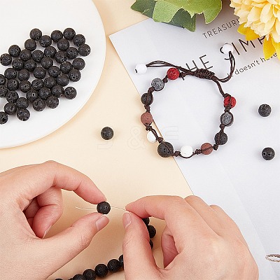 Synthetic Lava Rock Beads Strands G-S277-8mm-01-1