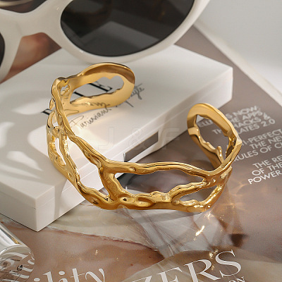 Hollow Out 304 Stainless Steel Cuff Bangles for Women FS-WG2A1E7-01-1