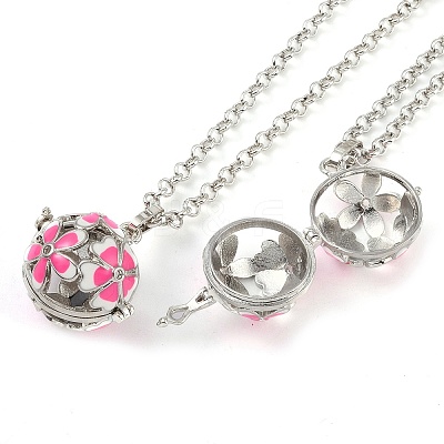 Brass Enamel with Rhinestone Pendant Necklaces NJEW-G089-09B-03-1