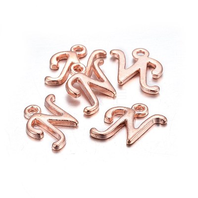Rose Gold Plated Alloy Letter Pendants X-PALLOY-J718-01RG-N-1