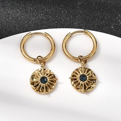304 Stainless Steel & Cubic Zirconia Hoop Earrings STAS-H258-03G-1