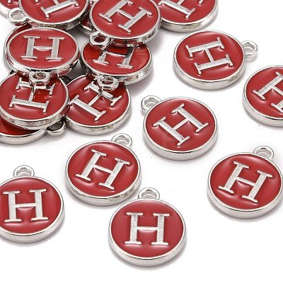 Platinum Plated Alloy Enamel Charms ENAM-S118-03H-P-1