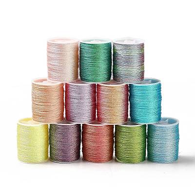 12 Rolls 12 Colors 6-Ply Polyester Metallic Embroidery Thread OCOR-L046-01B-1