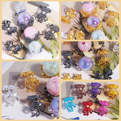 20Pcs Spray Printed Alloy Bead Caps FIND-SP0006-12-1