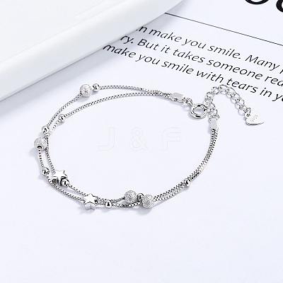925 Sterling Silver Box Chain Multi-strand Bracelets FS-WGFF458-01-1
