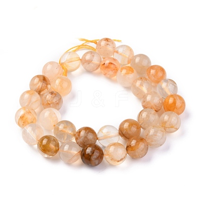 Natural Yellow Hematoid Quartz/Golden Healer Quartz Beads Strands G-M369-02A-1