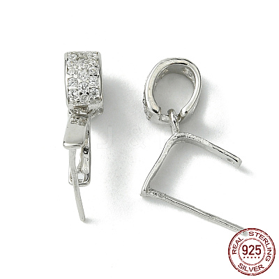 Anti-Tarnish Rhodium Plated 925 Sterling Silver Micro Pave Cubic Zirconia Pendant Bails X-STER-P034-43P-1