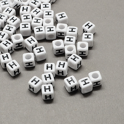 Large Hole Acrylic Letter European Beads SACR-Q103-7mm-01H-1