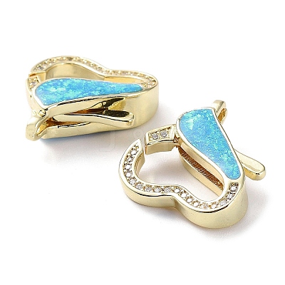 Rack Plating Brass Micro Pave Cubic Zirconia Lobster Claw Clasps KK-C041-03A-G-1