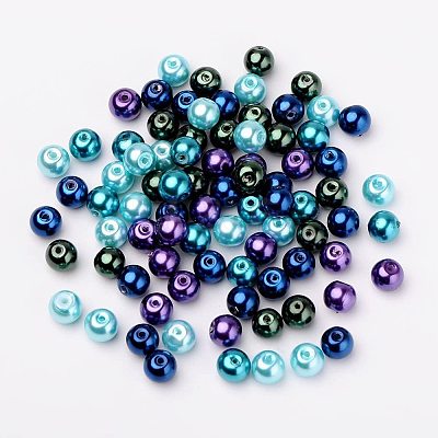 8mm Multicolor Pearlized Glass Pearl Beads for Jewelry Making HY-PH0006-8mm-11-1