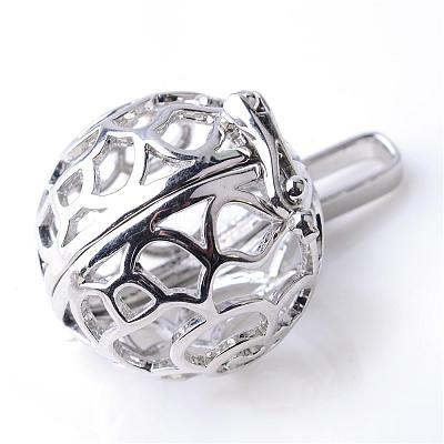 Rack Plating Brass Cage Pendants KK-S751-009P-1
