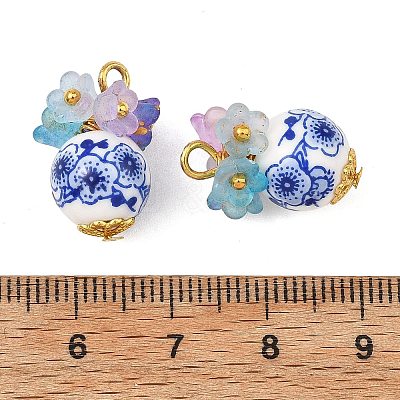 Printed Handmade Porcelain Beads Pendants PALLOY-JF05907-02-1