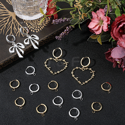 16Pcs 2 Colors 201 Stainless Steel Huggie Hoop Earrings Findings STAS-BBC0008-39C-1