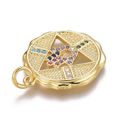 Brass Micro Pave Colorful Cubic Zirconia Pendants ZIRC-Z008-17G-1