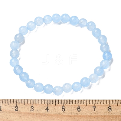 Natural & Dyed White Jade Bead Stretch Bracelets X-BJEW-K212-A-018-1
