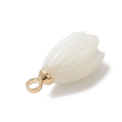 Natural Trochus Shell Tulip Flower Charms PALLOY-JF04860-1