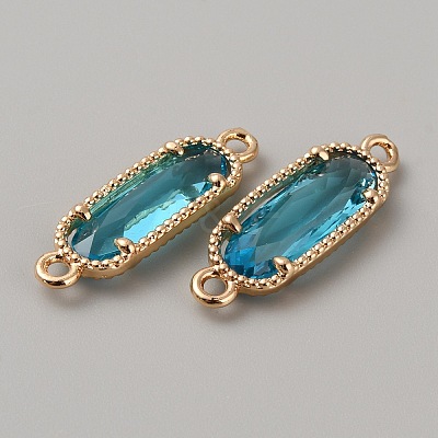 Golden Plated Brass Pave Glass Connector Charms FIND-WH0110-728G-10-1