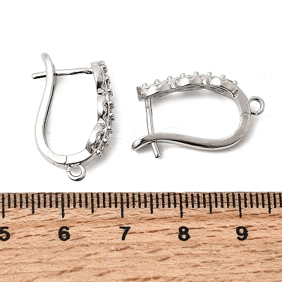 Flat Round Brass Micro Pave Clear Cubic Zirconia Hoop Earring Findings KK-A289-02P-1