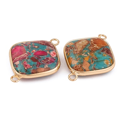 Dyed Natural Imperial Jasper Connector Charms G-B083-06G-1