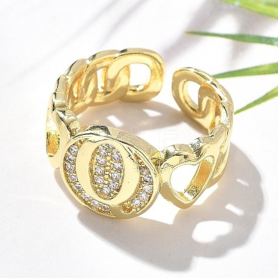 Brass Micro Pave Clear Cubic Zirconia Open Cuff Rings for Women RJEW-K289-02G-Q-1