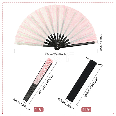 1Pc Bamboo with Oxford Fabric Glitter Powder Folding Fans AJEW-SP0003-77A-1