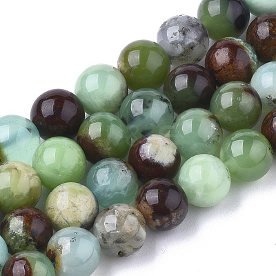 Natural Chrysoprase Beads Strands X-G-S333-6mm-016-1