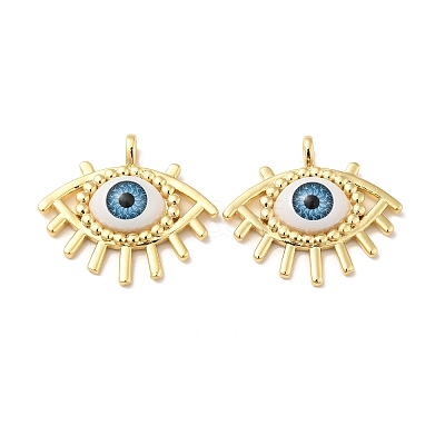 Evil Eye Resin Brass Pendants RESI-E026-03G-M-1